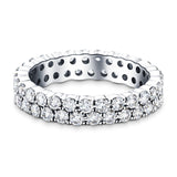 44 Stone Two Row Full Eternity Ring 4.00ct Diamond 18k White Gold - All Diamond