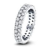 44 Stone Two Row Full Eternity Ring 4.00ct Diamond 18k White Gold - All Diamond