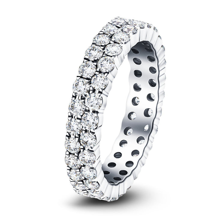 44 Stone Two Row Full Eternity Ring 4.00ct Diamond 18k White Gold