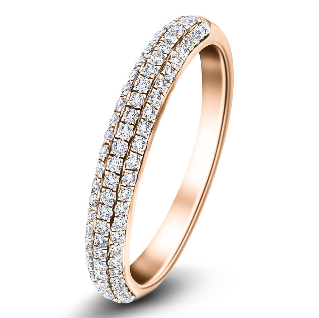 61 Stone Pave Diamond Half Eternity Ring 0.55ct G/SI 18k Rose Gold - All Diamond