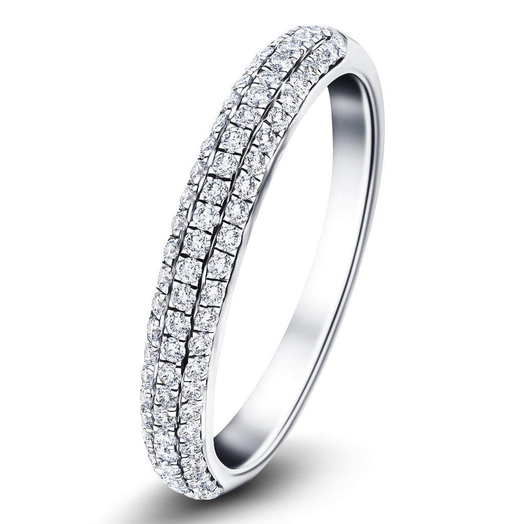 61 Stone Pave Diamond Half Eternity Ring 0.55ct G/SI 18k White Gold - All Diamond