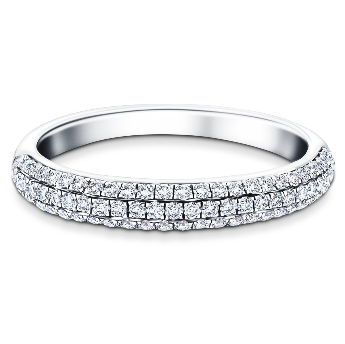 61 Stone Pave Diamond Half Eternity Ring 0.55ct G/SI 18k White Gold - All Diamond