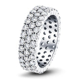 66 Stone Three Row Full Eternity Ring 6.00ct Diamond 18k White Gold - All Diamond