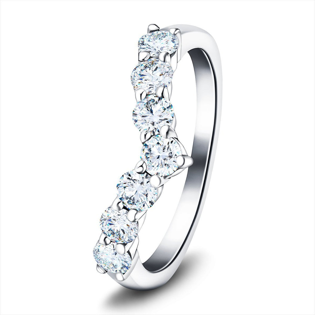 7 Stone Diamond Wishbone Ring 0.50ct G/SI Diamonds in Platinum - All Diamond