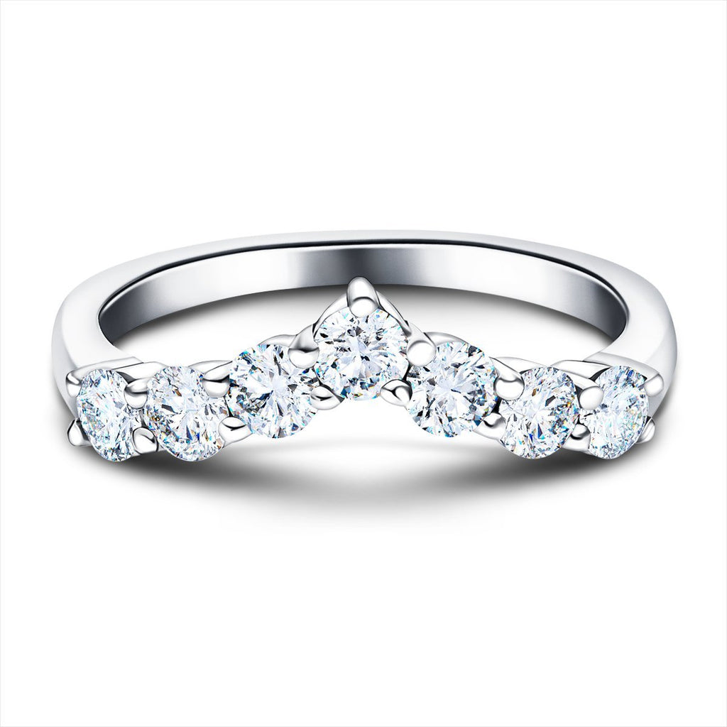 7 Stone Diamond Wishbone Ring 1.00ct G/SI Diamonds in Platinum - All Diamond