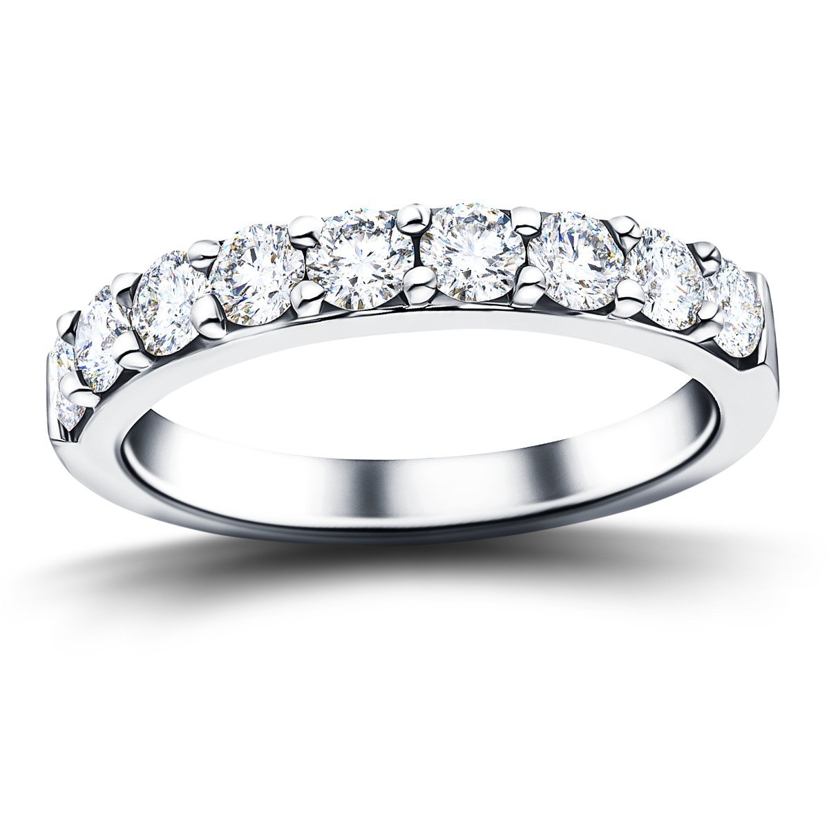 7 Stone Half Eternity Ring 1.60ct G/SI Diamonds in 18k White Gold 4.1mm - All Diamond