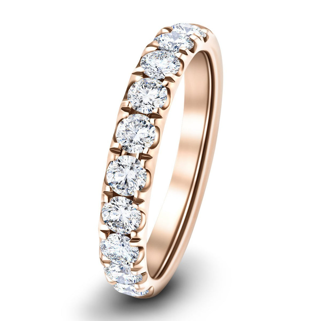 7 Stone Half Eternity Ring 2.20ct G/SI Diamonds in 18k Rose Gold - All Diamond