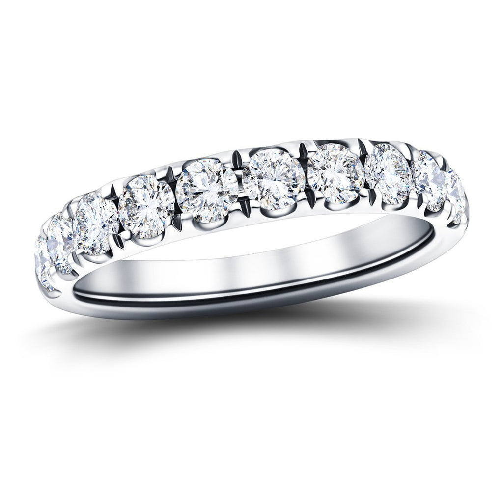 7 Stone Half Eternity Ring 2.20ct G/SI Diamonds in 18k White Gold - All Diamond