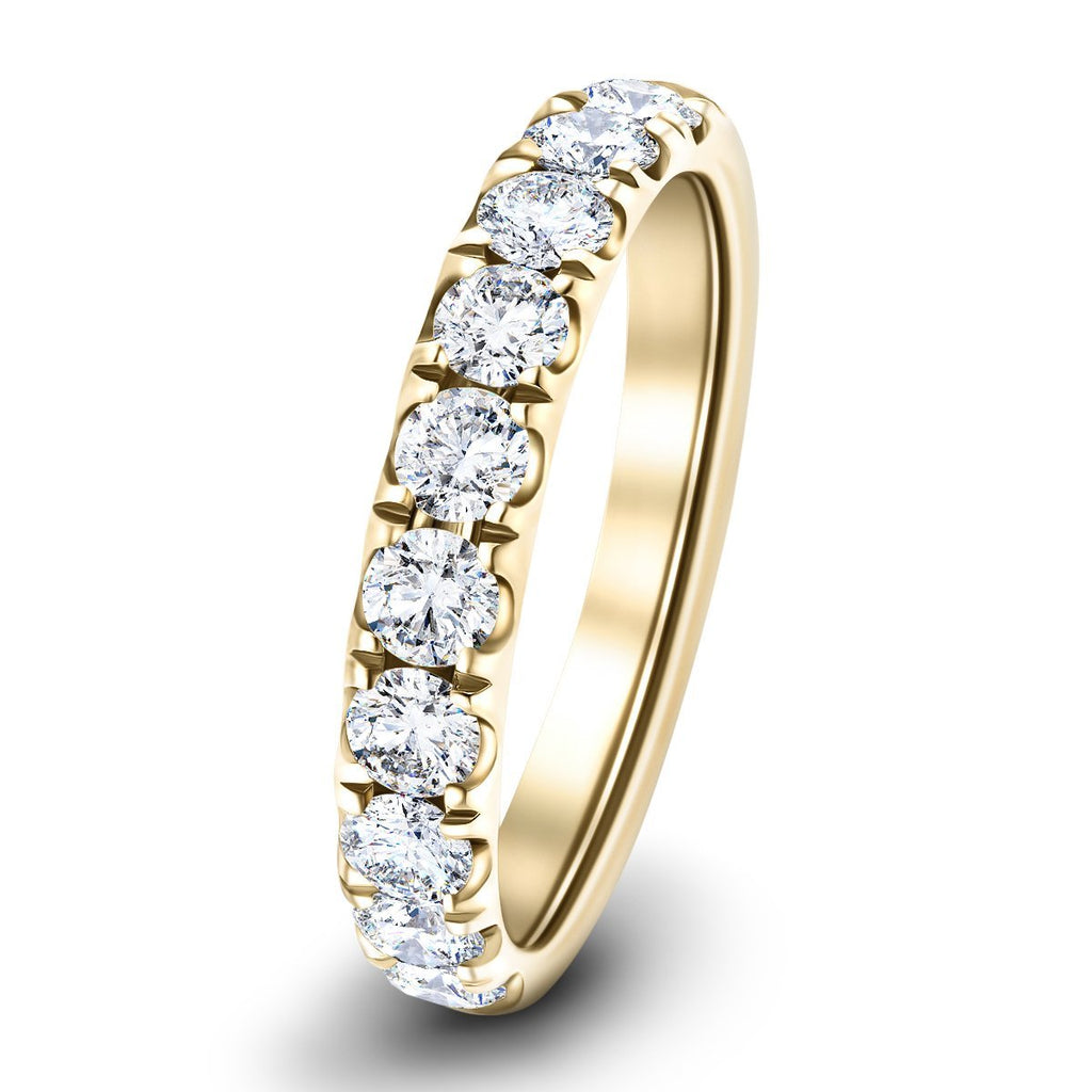 7 Stone Half Eternity Ring 2.20ct G/SI Diamonds in 18k Yellow Gold - All Diamond