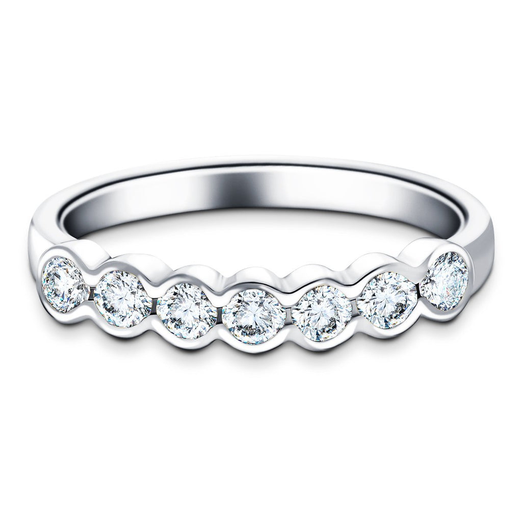 7 Stone Semi Bezel Set Diamond Ring 0.75ct G/SI in Platinum - All Diamond