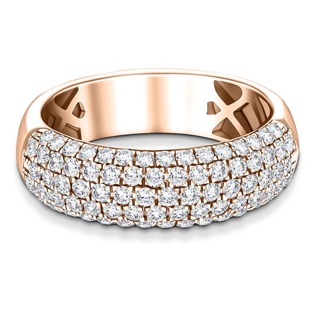 77 Stone Pave Diamond Half Eternity Ring 1.00ct G/SI 18k Rose Gold - All Diamond
