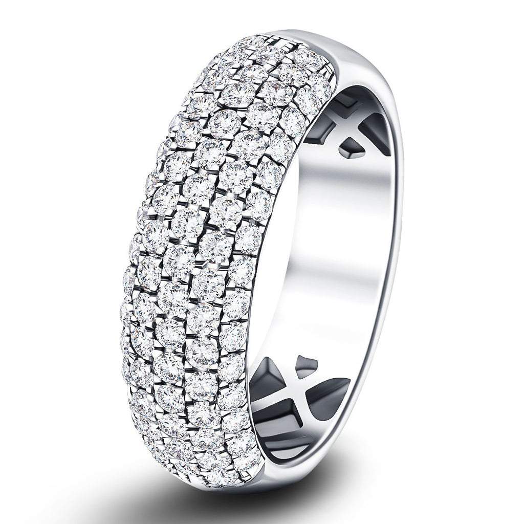 77 Stone Pave Diamond Half Eternity Ring 1.00ct G/SI 18k White Gold - All Diamond