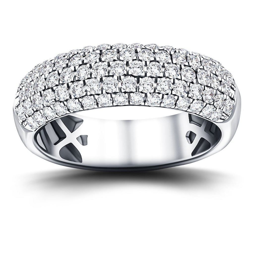 77 Stone Pave Diamond Half Eternity Ring 1.00ct G/SI 18k White Gold - All Diamond
