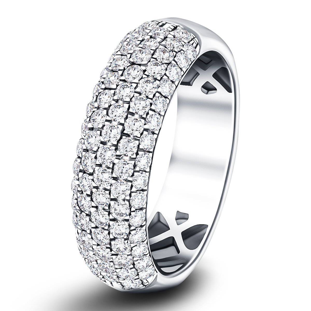 77 Stone Pave Diamond Half Eternity Ring 1.00ct G/SI Platinum - All Diamond