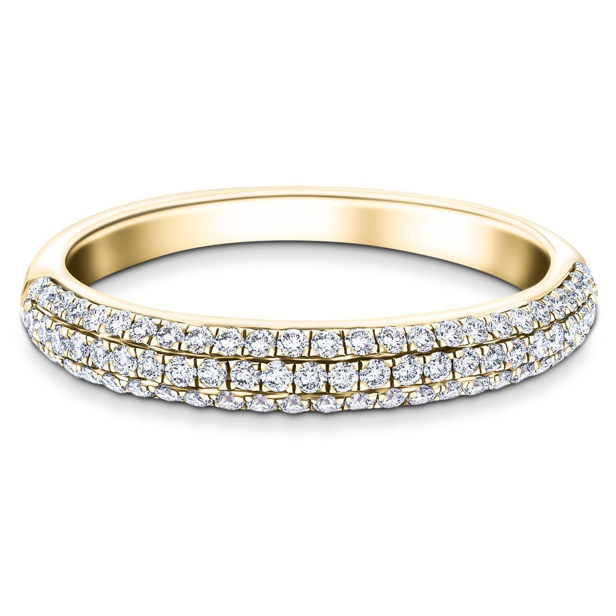 79 Stone Pave Diamond Half Eternity Ring 0.40ct G/SI 18k Yellow Gold - All Diamond