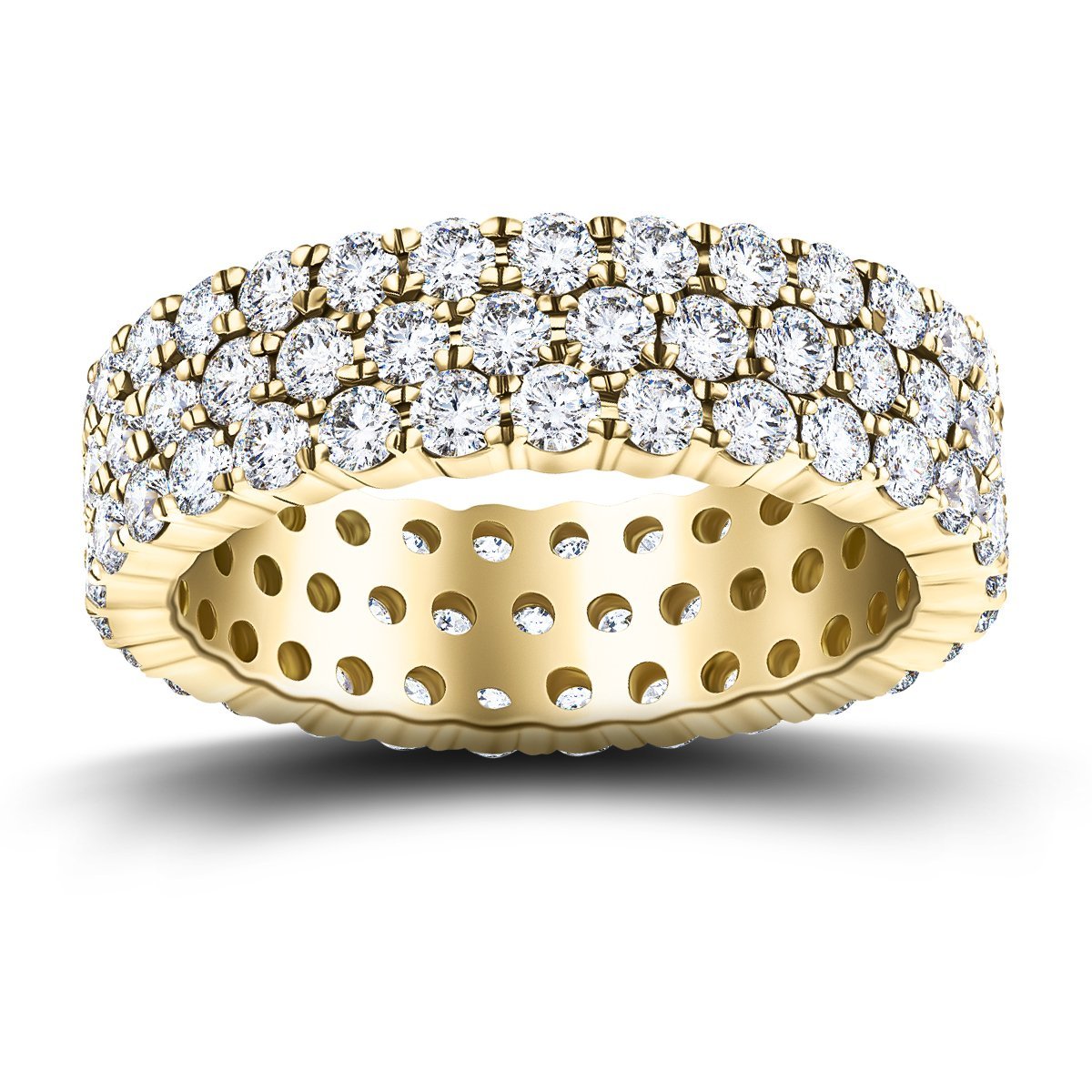 87 Stone Three Row Full Eternity Ring 3.00ct Diamond 18k Yellow Gold - All Diamond