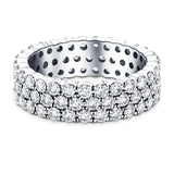 87 Stone Three Row Full Eternity Ring 3.00ct Diamond Platinum - All Diamond