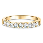 9 Stone Half Eternity Ring 0.80ct G/SI Diamonds in 18k Yellow Gold 3.2mm - All Diamond