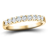 9 Stone Half Eternity Ring 0.80ct G/SI Diamonds in 18k Yellow Gold 3.2mm - All Diamond