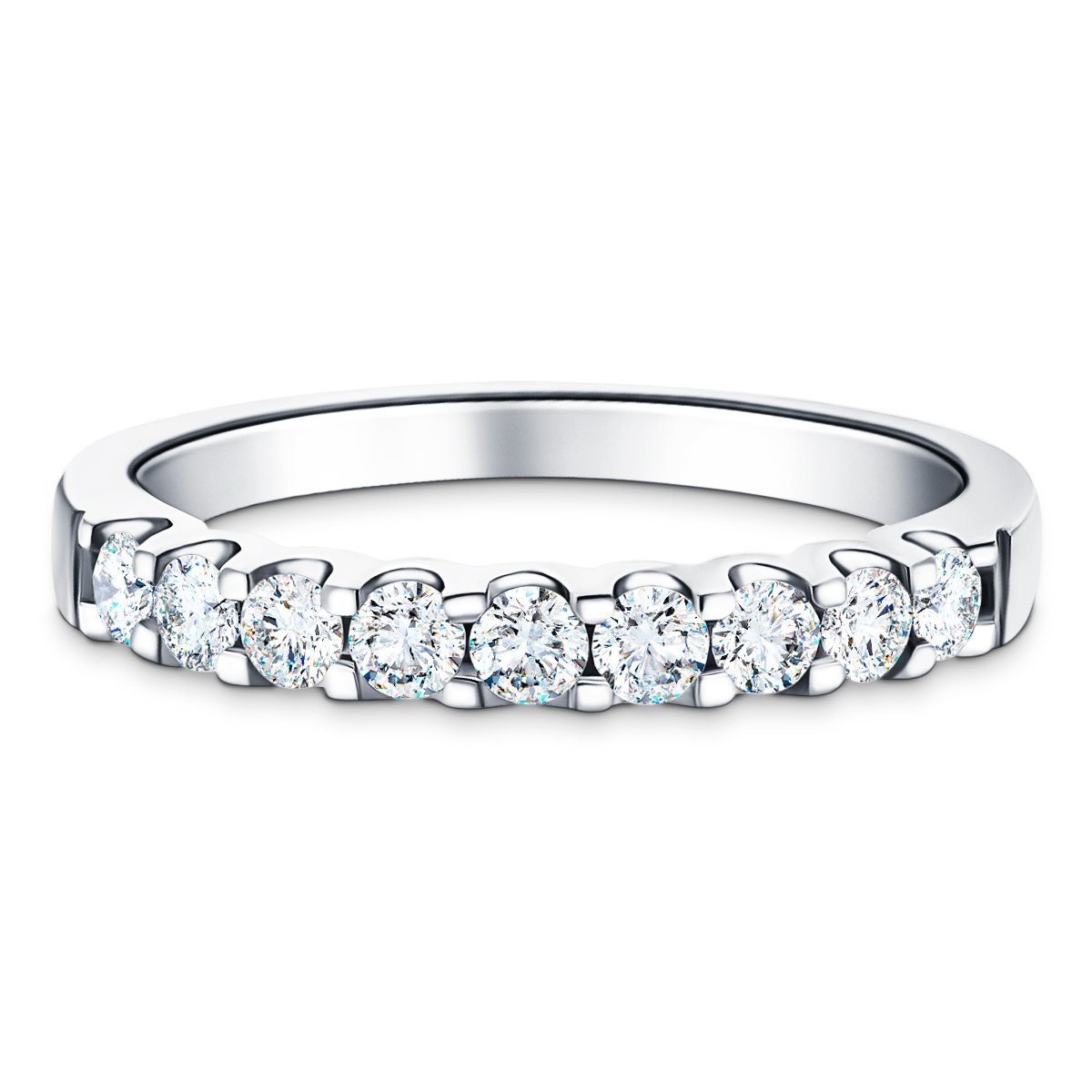 9 Stone Half Eternity Ring 0.80ct G/SI Diamonds in Platinum 3.2mm - All Diamond