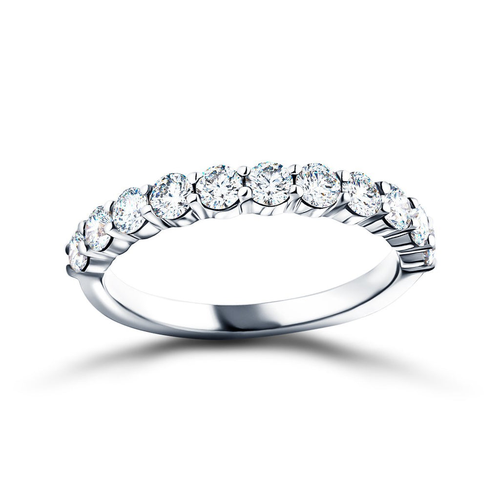 9 Stone Half Eternity Ring 1.00ct G/SI Diamonds in 18k White Gold 3.0mm - All Diamond