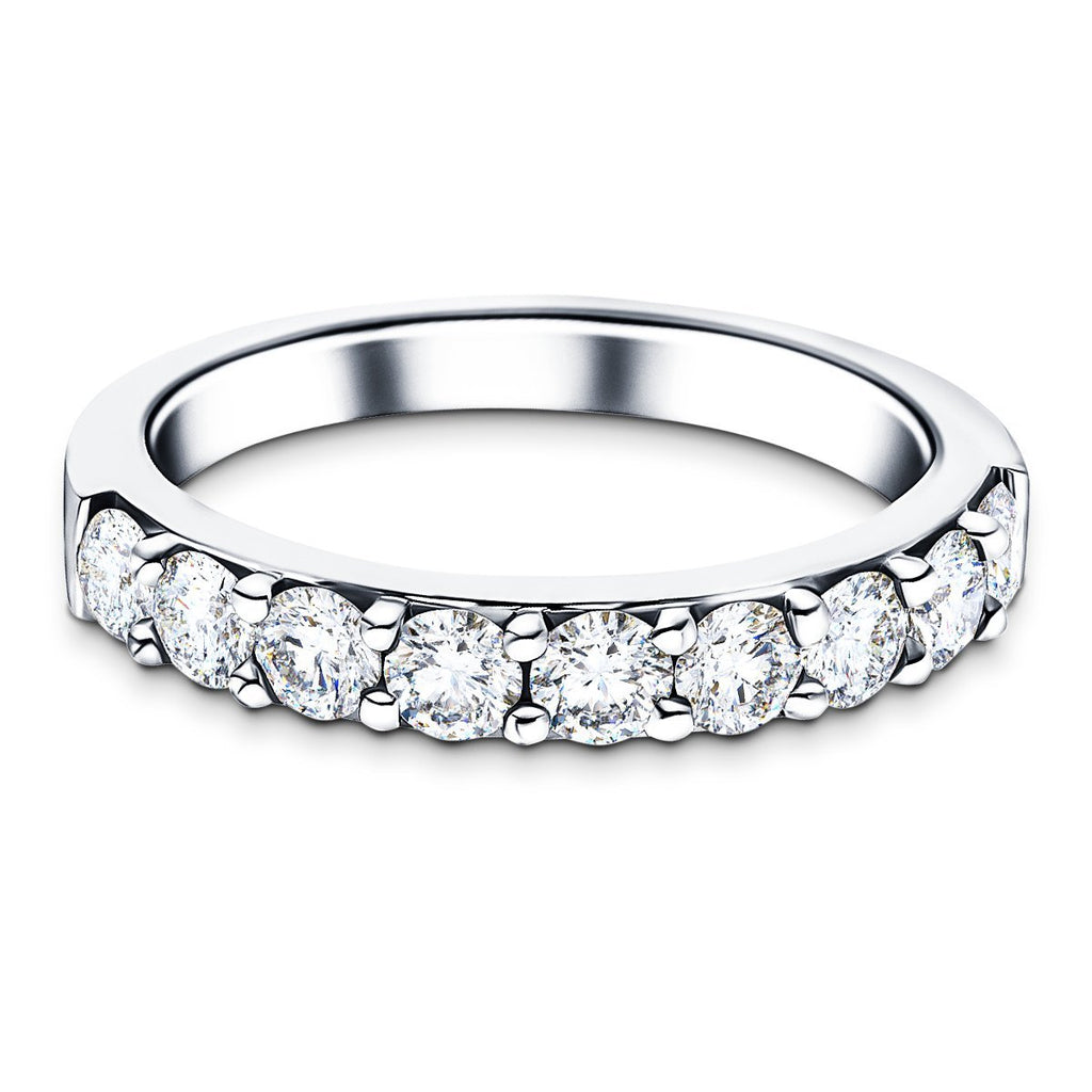 9 Stone Half Eternity Ring 1.00ct G/SI Diamonds in 18k White Gold 3.3mm - All Diamond
