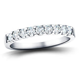 9 Stone Half Eternity Ring 1.00ct G/SI Diamonds in 18k White Gold 3.5mm - All Diamond