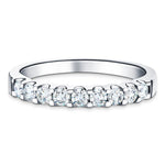 9 Stone Half Eternity Ring 1.00ct G/SI Diamonds in 18k White Gold 3.5mm - All Diamond