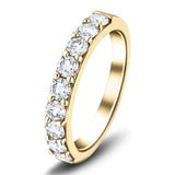 9 Stone Half Eternity Ring 1.00ct G/SI Diamonds in 18k Yellow Gold 3.3mm - All Diamond