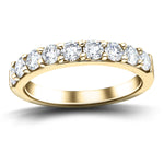 9 Stone Half Eternity Ring 1.00ct G/SI Diamonds in 18k Yellow Gold 3.3mm - All Diamond