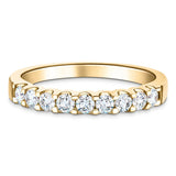 9 Stone Half Eternity Ring 1.00ct G/SI Diamonds in 18k Yellow Gold 3.5mm - All Diamond