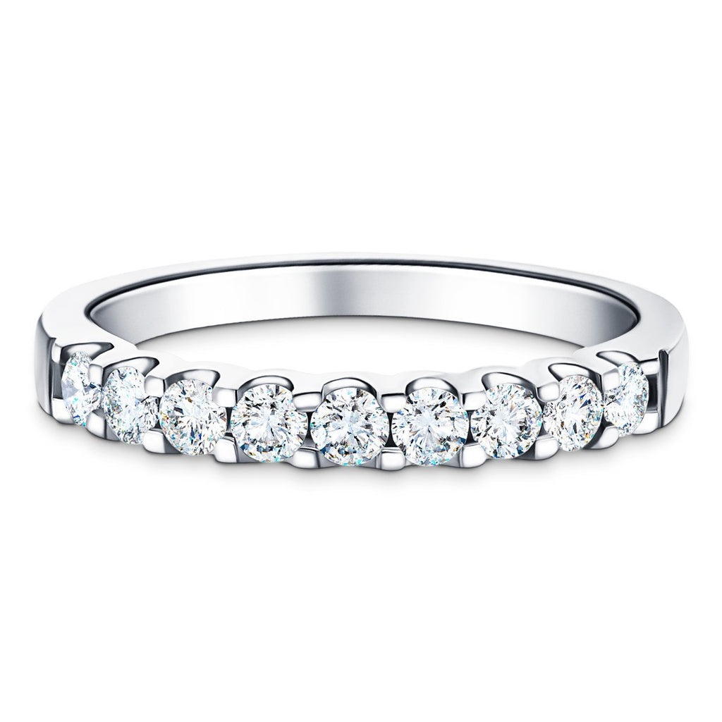 9 Stone Half Eternity Ring 1.00ct G/SI Diamonds in Platinum 3.5mm - All Diamond