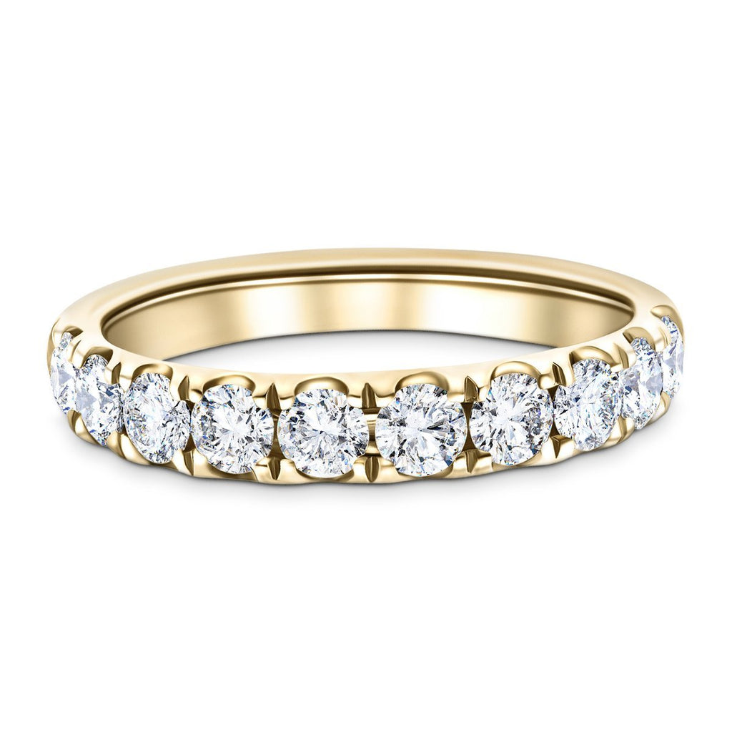 9 Stone Half Eternity Ring 1.35ct G/SI Diamonds in 18k Yellow Gold - All Diamond