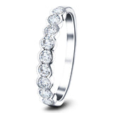 9 Stone Semi Bezel Set Diamond Ring 0.60ct G/SI In 18k White Gold - All Diamond