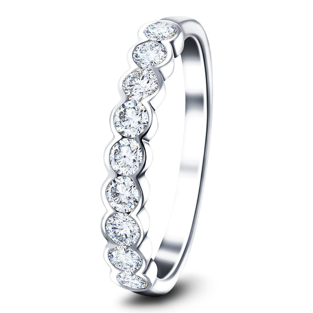 9 Stone Semi Bezel Set Diamond Ring 0.60ct G/SI In Platinum - All Diamond