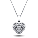 9K White Gold 0.20ct Diamond Heart Pendant - All Diamond