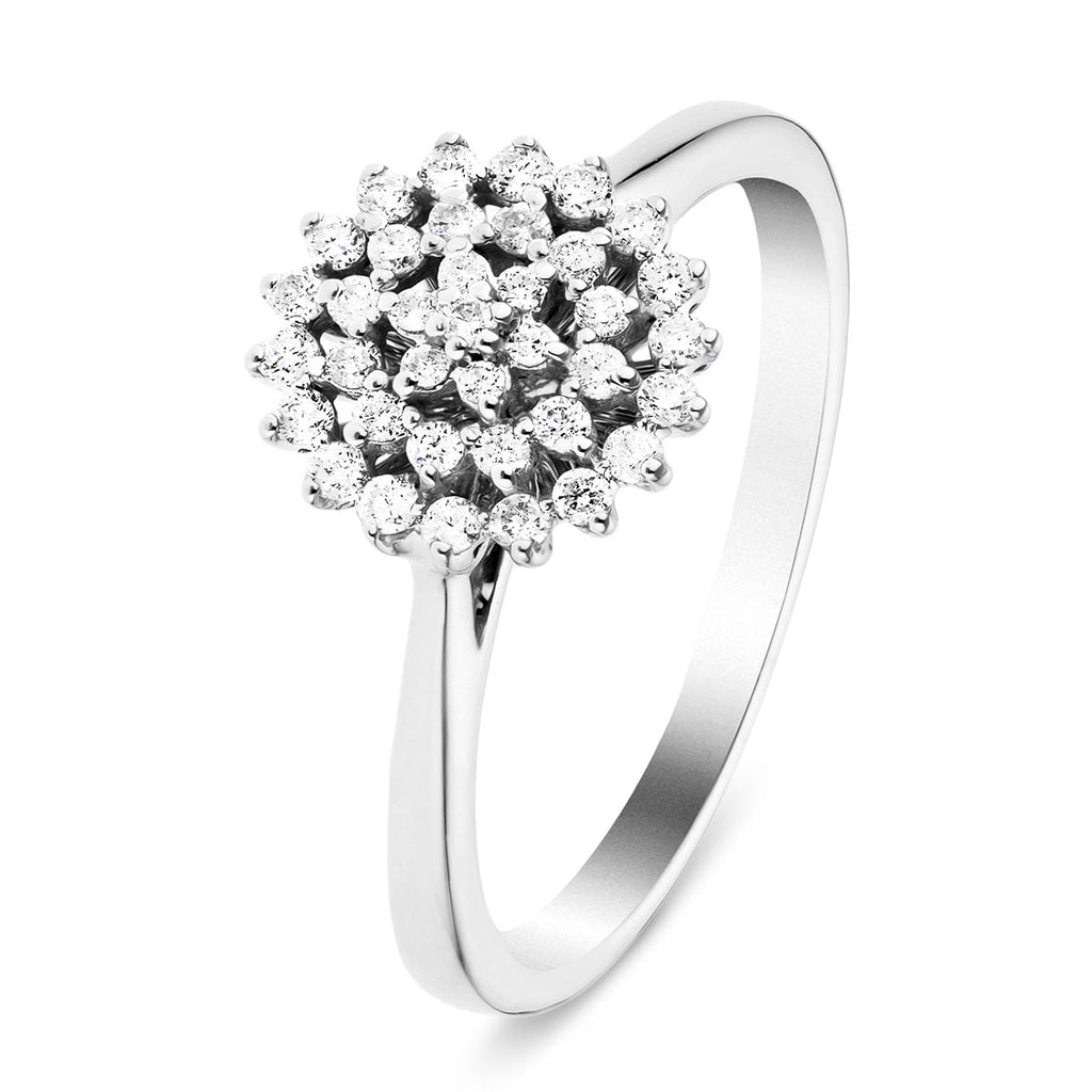 9k White Gold Diamond Cluster Ring 0.25ct G/SI Quality - All Diamond