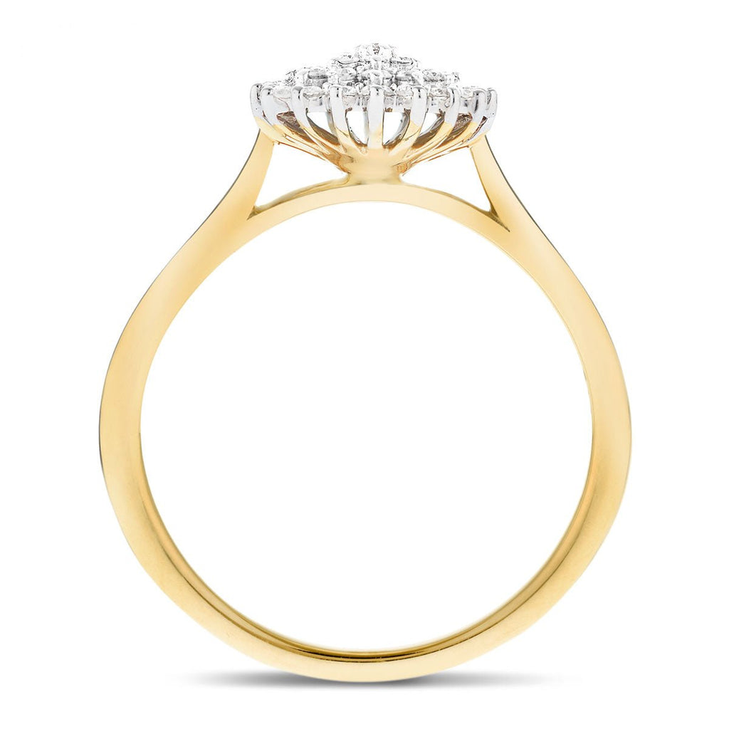 9k Yellow Gold Diamond Cluster Ring 0.25ct G/SI Quality - All Diamond
