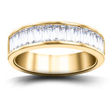 17 Baguette Diamonds Half Eternity Ring 1.30ct 18k Yellow Gold 6.0mm
