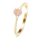 Morganite 0.40ct Diamond 0.06ct Three Stone Ring 9k Yellow Gold