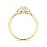 Morganite 0.40ct Diamond 0.06ct Three Stone Ring 9k Yellow Gold