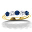0.55ct Blue Sapphire 0.30ct Diamond Five Stone Ring 18k Yellow Gold
