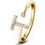 Diamond Initial 'T' Ring 0.10ct Premium Quality in 18k Yellow Gold