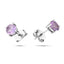 Amethyst Solitaire Earrings 1.00ct in 9k White Gold 5.0mm - All Diamond