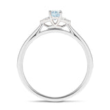 Aquamarine 0.25ct Diamond 0.03ct Cluster Ring 9k White Gold - All Diamond