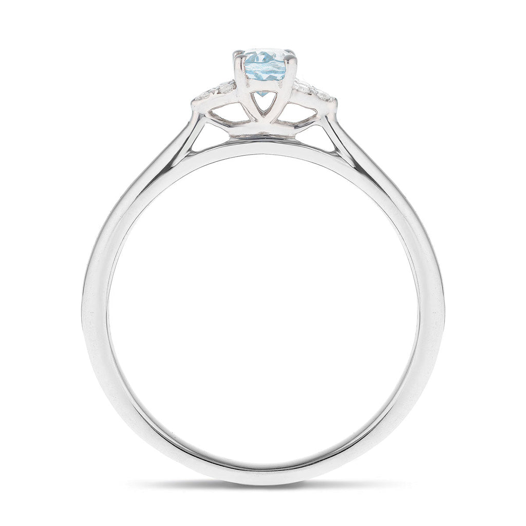 Aquamarine 0.25ct Diamond 0.03ct Cluster Ring 9k White Gold - All Diamond