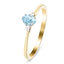 Aquamarine 0.25ct Diamond 0.05ct Three Stone Ring 9k Yellow Gold - All Diamond
