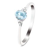 Aquamarine 0.50ct Diamond 0.04ct Cluster Ring 9k White Gold - All Diamond