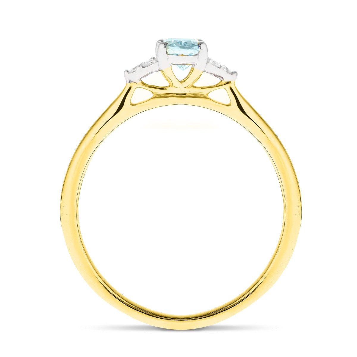 Aquamarine 0.50ct Diamond 0.04ct Cluster Ring 9k Yellow Gold - All Diamond