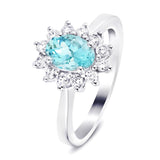 Aquamarine 0.65ct and Diamond 0.31ct Cluster Ring in 18K White Gold - All Diamond